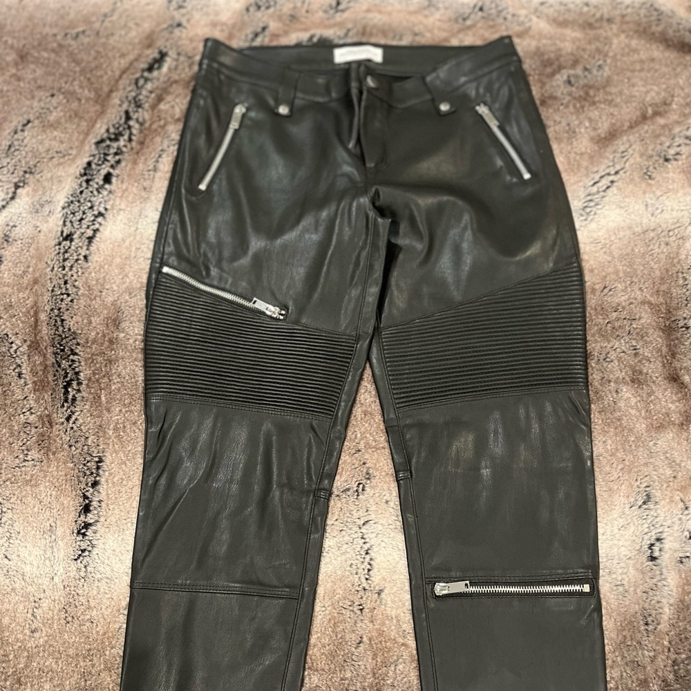 Zara women’s leather pants. Premium denim line. Size M. Zippers.
